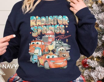Pixar Cars Hoodie, Retro Radiator Spring Sweatshirt, Lightning McQueen Crewneck 382540