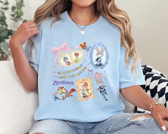 Coquette Bow Watercolor Zootopia Shirt, Judy Hopps Nick Wilde Tee 383854