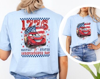 4th of July Lightning McQueen Shirt, Retro Independence Day Graphic Tee 386609