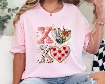 Coquette XOXO Zootopia Shirt, Nick Wilde Judy Hopps Valentines Day Gift Tee 384492