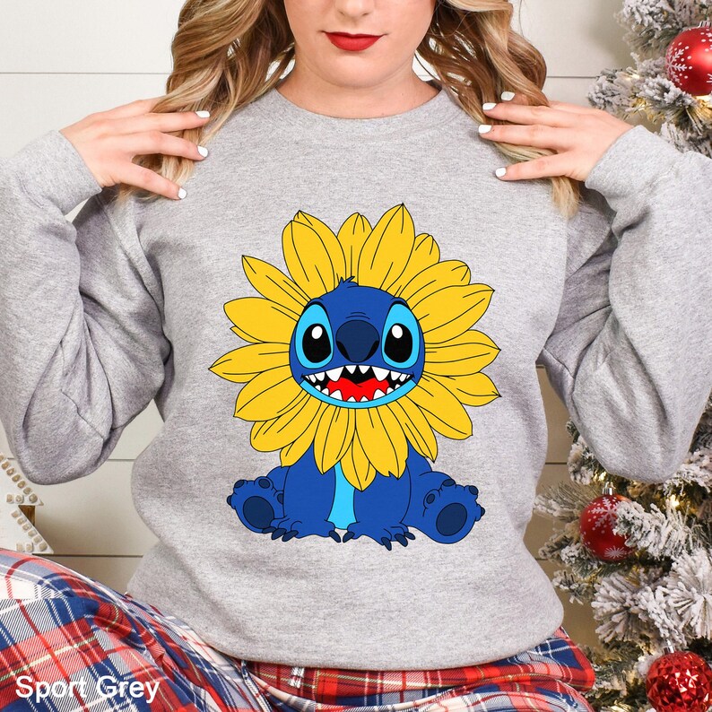 Disney Stitch Sunflower Sweatshirt, Disneyland Family Trip Retro Crewneck