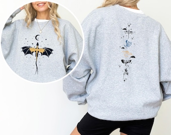 Fourth Wing Double-Sided Dragon Sweatshirt, Tairn Sgaeyl Andarna Fantasy Book Crewneck 384624