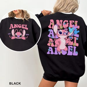 Disney Angel Est 2004 Sweatshirt, Cute Pink Angel Sweatshirt,Floral Stich Angel Hoodie, Disneyland Trip Hoodie, Girly Disney Crewneck