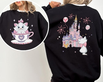 Marie Cat Tea Cup Party Sweatshirt,The Aristocats Disney Castle Sweatshirt,Disney Family Hoodie,Coquette Disneyland Cat Lady Crewneck 382898