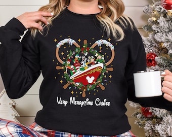 Very Merrytime Cruise Christmas Sweatshirt, Retro Disney Family Xmas Cruise Trip 382362