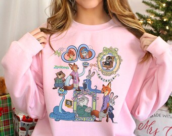 Coquette Mirror Zootopia Sweatshirt, Judy Hopps Nick Wilde Disney Hoodie, Family Trip 384506