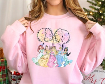 Retro Princess Sweatshirt, Disneyland Girls Trip Shirt, Coquette Minnie's Bow Princess Castle Crewneck 382846