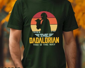 Retro Star Wars Dadalorian Shirt, Father's Day Mandalorian Family Matching Tee 383003