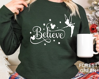 Disney Believe Tinkerbell Sweatshirt, Disney Tinkerbell Hoodie, Disney Trip Sweatshirt,Disneyworld Shirt,Disney Merry Christmas Shirt 380317