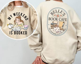 Sudadera Disney Belle's Book Cafe, La Bella y la Bestia, para amantes de los libros, cuello redondo 383297