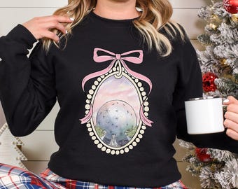 Disney Coquette Bow Epcot Sweatshirt, Pink World Tour Crewneck 383907