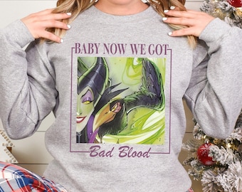 Retro Maleficent Villains Sweatshirt, Disney Sleeping Beauty Bad Witches Club Crewneck 383722