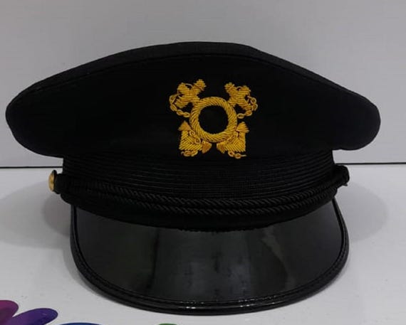 Black Captain Hat: Gold Bullion Embroidery, Skipper Uniform  display picture 1