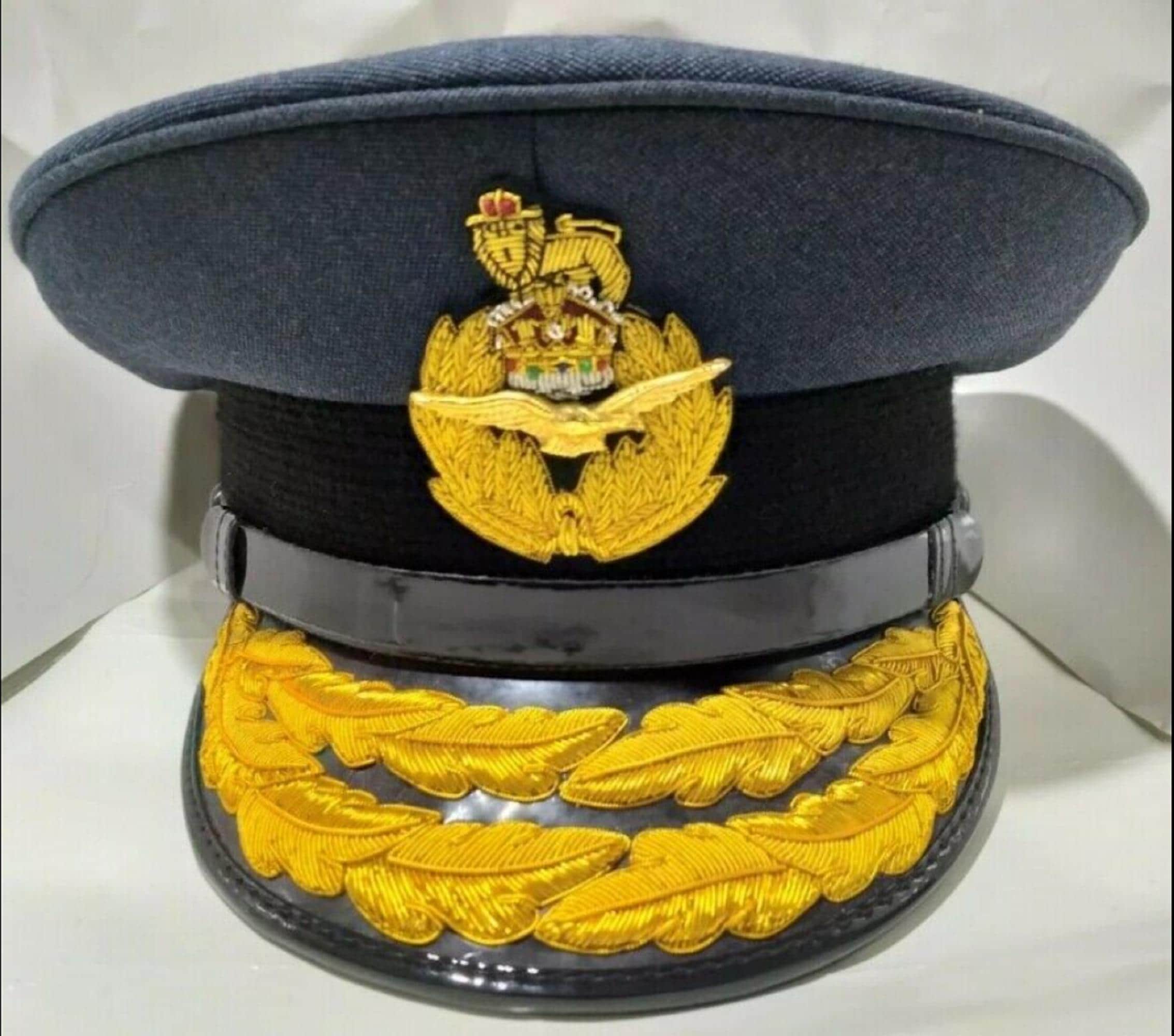 WW2 BRITISH ROYAL Navy Visor Cap (With Oakleaves) Repro Peak Hat