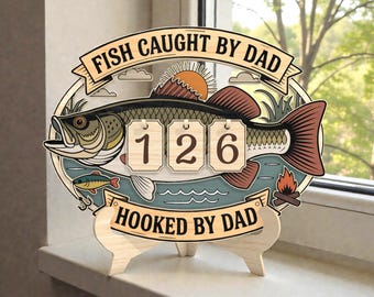 Personalized Fishing Tracker SVG, Angler Log Laser Cut File, Fish Caught Counter, Father's Day Gift for Dad, Bass Fisherman ,Glowforge xTool