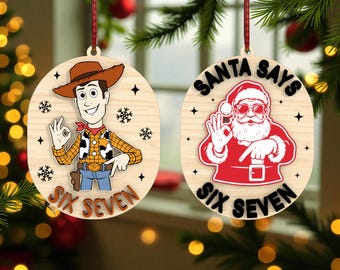 Cowboy Christmas Ornament Laser Cut File Svg, Funny Hand Sign Ornament Svg, Santa Sign Ornament Svg, Western Holiday Decor ,Glowforge Svg