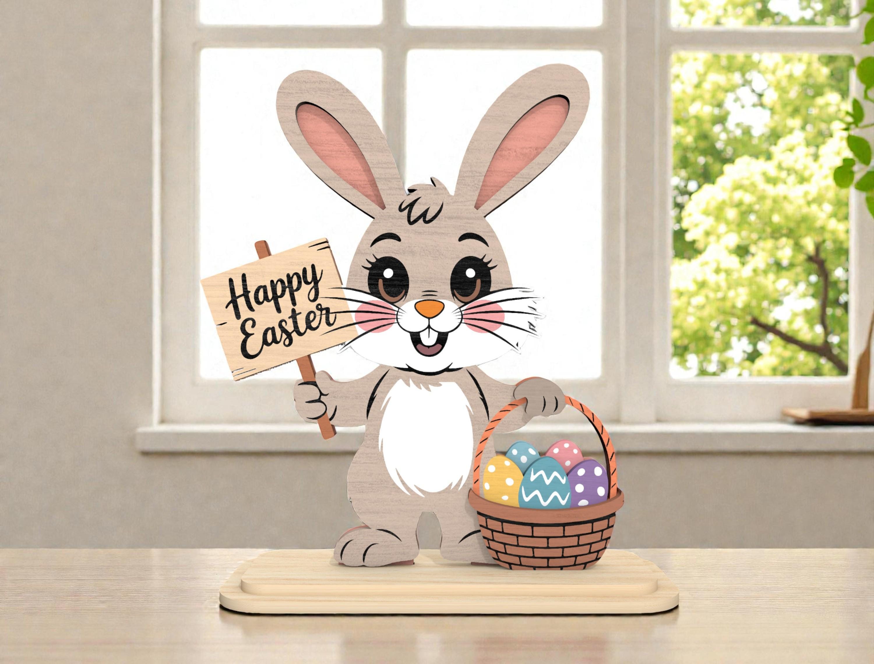 Easter Layered Rabbit Laser Cut File, Cute Easter Bunny Svg,egg Basket ...