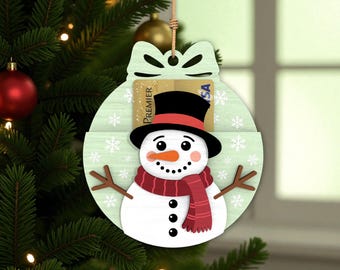 Snowman Ornament Laser Cut File Svg, Snowman Gift Card Holder Svg, Christmas Snowman Svg, Layered Winter Ornament Svg, Glowforge Svg