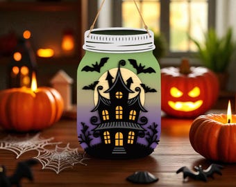 Haunted House Halloween Door Sign Laser Cut File, Spooky House Door Hanger Cut File Svg, Halloween Porch Decor, Wooden Hanging Door Sign