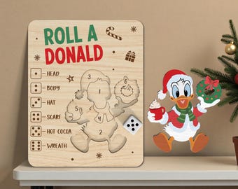 Rulla en julanka spel SVG, roliga jultärningar spel laserskurna fil, familj jul spelbräde SVG, barn partyspel Glowforge fil