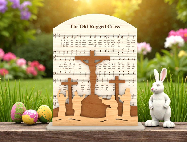 Easter Rugged Cross The Old Rugged Cross Hymn SVG, Sheet Music Wood Sign Laser Cut File Svg ...