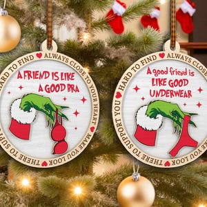 Funny Christmas Ornament Svg, Best Friend Quote Svg, Holiday Joke Ornament Cut File, Naughty Xmas Gift Svg, Friendship Decor,Glowforge File