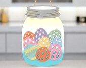 Easter Egg Mason Jar SVG, Easter Door Hanger Laser Cut File Svg, Layered Colorful Egg Sign, Spring Home Decor, Glowforge xTool Cricut SVG
