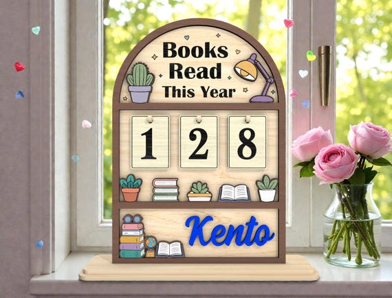 Books Read This Year SVG, Reading Goal Tracker Svg, Cozy Library Sign, Book Counter Laser Cut File Svg, Glowforge xTool Cricut, Bookish Gift