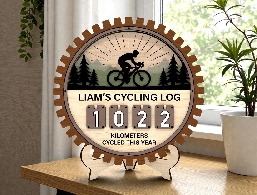 Personalized Cycling Log Cut File SVG , Bike Distance Tracker Laser Cut ...