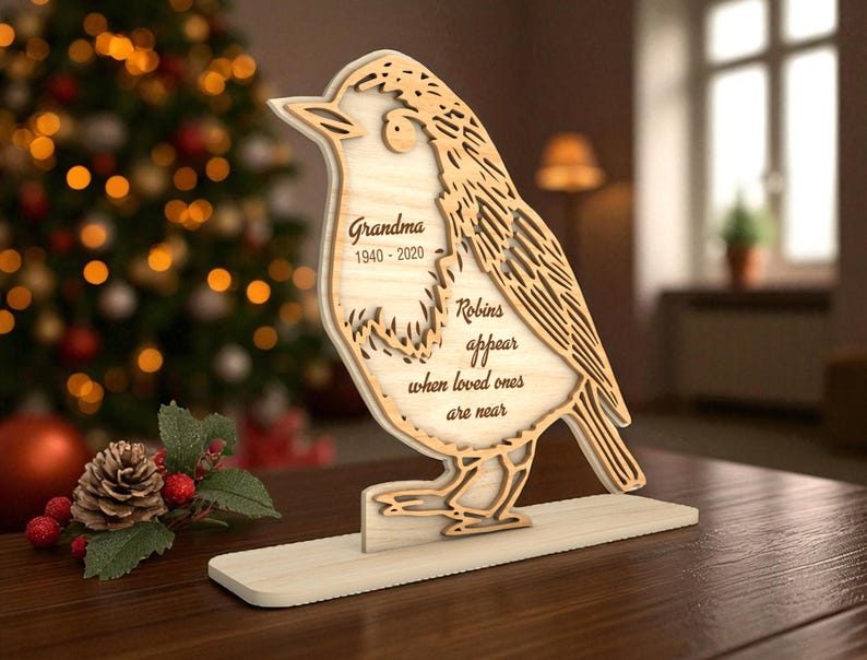 Memory Bird Robin Memorial Sign SVG, in Loving Memory Bird Ornament, Personalized ...