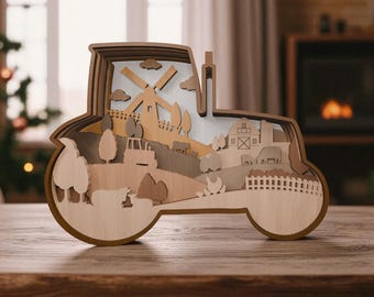 Multilayer Tractor Layered Cut File Svg, Farm Scene Shadow Box Svg, 3D Layered Tractor Svg, Barn Animals Svg, Rustic Country Laser Cut Svg