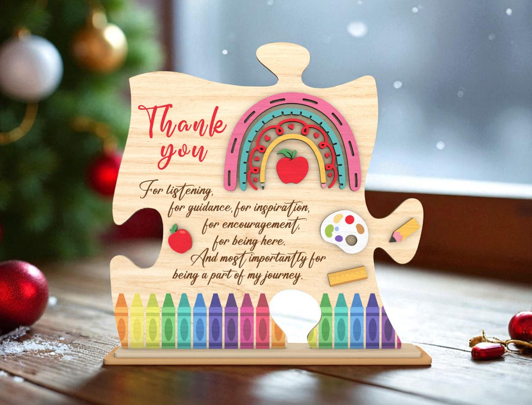 Teacher Thank You Puzzle Piece SVG, Teacher Appreciation Gift Glowforge ...