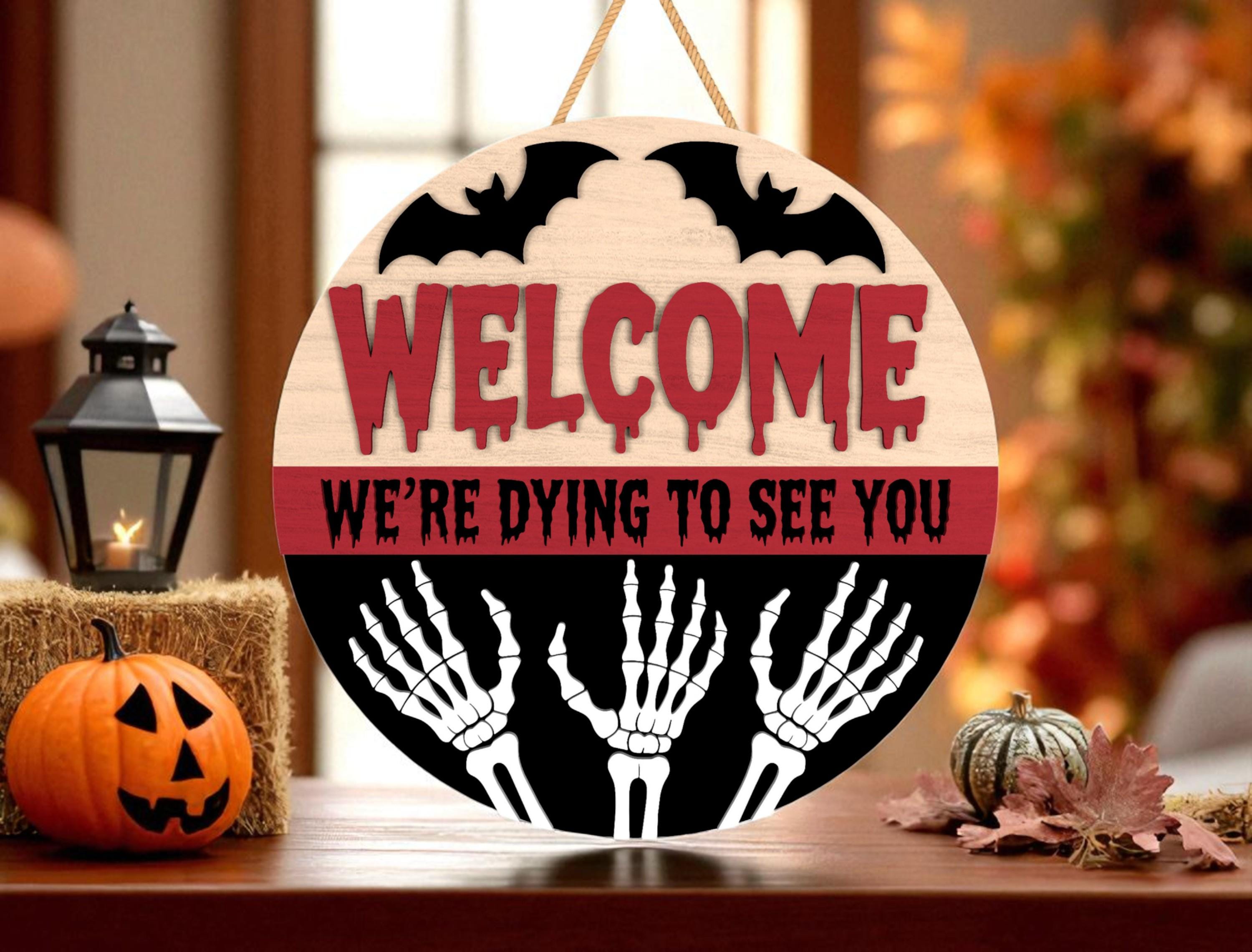 ハロウィンドアハンガーレーザーカットファイルSVG、ようこそ！会