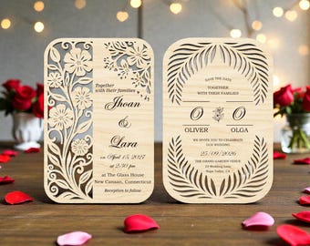 Tropical Wedding Invitation SVG, Palm Leaf Laser Cut File Svg, Oval Save The Date Swirls, Beach Wedding Card, Glowforge xTool Cricut Pattern