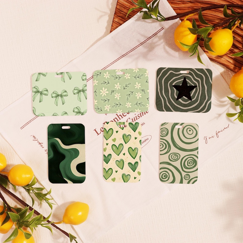 ID-korthållare med grönt blommotiv för yrkesverksamma, anpassat tillbehör till sjuksköterska/lärare/läkare, hårt och hållbart kortskydd bild 1