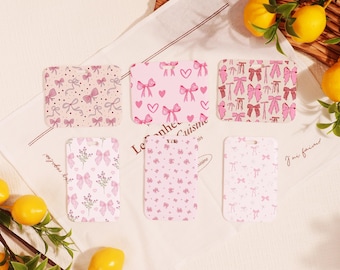 Romantische roze strik ID-badgehouder voor professionals, aangepast accessoire voor verpleegkundigen, kaarthouder voor leraar, harde kaartbeschermer voor dokter