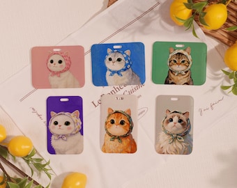 Leuke ID-badgehouder voor kittens met capuchon voor professionals, aangepaste unieke kaarthouder voor verpleegkundige/leraar/dokter, harde duurzame kaartbeschermer