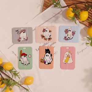 Söta spökmönster ID-korthållare för yrkesverksamma, anpassad sjuksköterska/lärare/läkare unik korthållare, hårt och hållbart kortskydd