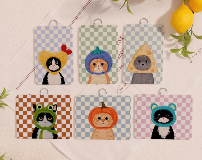 Adorable Hooded Kitten ID Badge Holder for Professionals, Customized Nurse/Teacher/Doctor Unique Card Holder, Soft Durable Card Protector