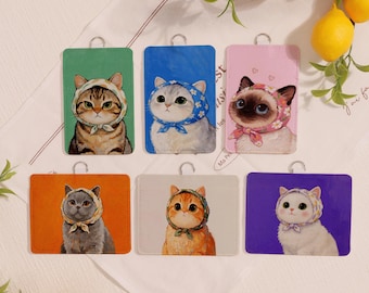 Leuke ID-badgehouder voor kittens met capuchon voor professionals, aangepaste unieke kaarthouder voor verpleegkundige/leraar/dokter, zachte duurzame kaartbeschermer
