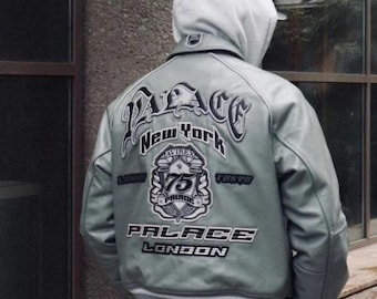 Giubbotto bomber in pelle Avirex 75 Palace fatto a mano - Giacca in pelle di mucca in stile vintage da motociclista e motociclista