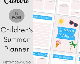 Planejador de verão para crianças, Atividades de verão, Download digital do planejador infantil, Planejador de verão para impressão, Planilhas de atividades de verão para crianças
