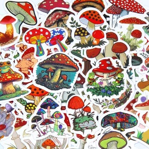 100 stickers champignon vénéneux, Assortiment d'autocollants imperméables, Stickers champignons, Stickers champignons, Ordinateurs portables, Bujo, Loisirs créatifs pour scrapbooking V23