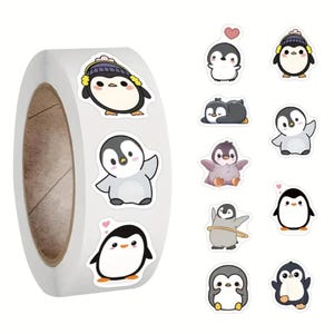 Rouleaux/bandes d'autocollants pingouins 25 mm (25 mm)