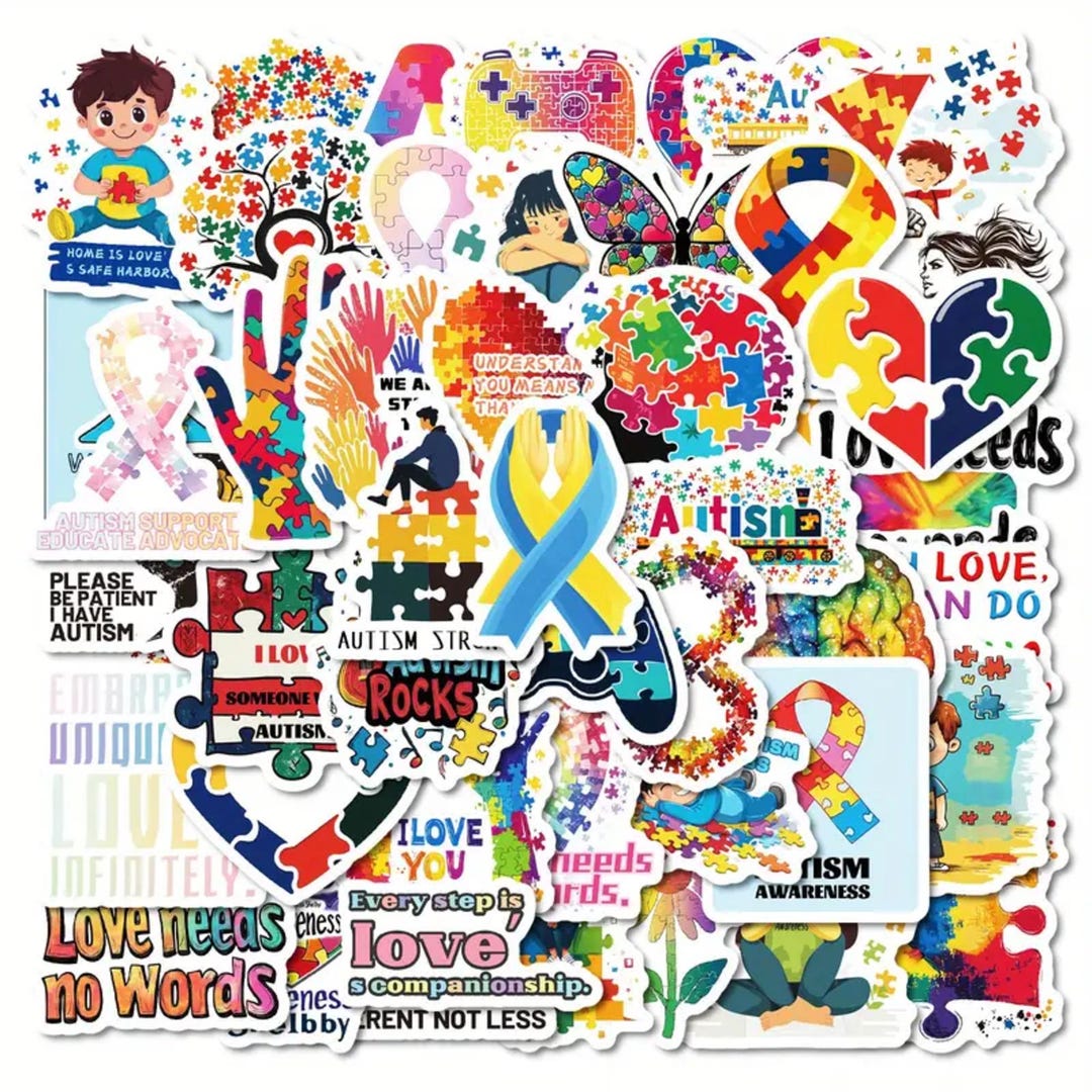 Subtle Autism Sticker 50 Autism Stickers, Assorted Self Adhesive Waterproof Stickers, Kind ...