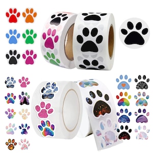 Rouleaux/bandes d'autocollants d'empreintes de pattes 25 mm / 25 mm, Stickers pattes d'animal, chat, chien, travaux manuels, enveloppes de sacs-cadeaux, étiquettes pour cadeaux