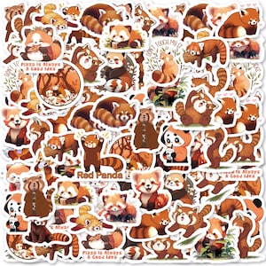 46 stickers panda roux, stickers auto-adhésifs, pandas mignons et rigolos, stickers nature animaux de zoo, travaux manuels, enveloppes pour cartes, journaux intimes W10
