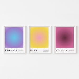 Vibe Frequenzen | Bunte Aura Poster | 3er-Set | John Gipfel, Fischer, Dom Dolla | Digitale Wand Kunst Download | DJ Auras | Digitaldruck