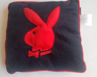 Playboy Pillow Square Black with Red Bunny Logo and Piping Déco Kussen