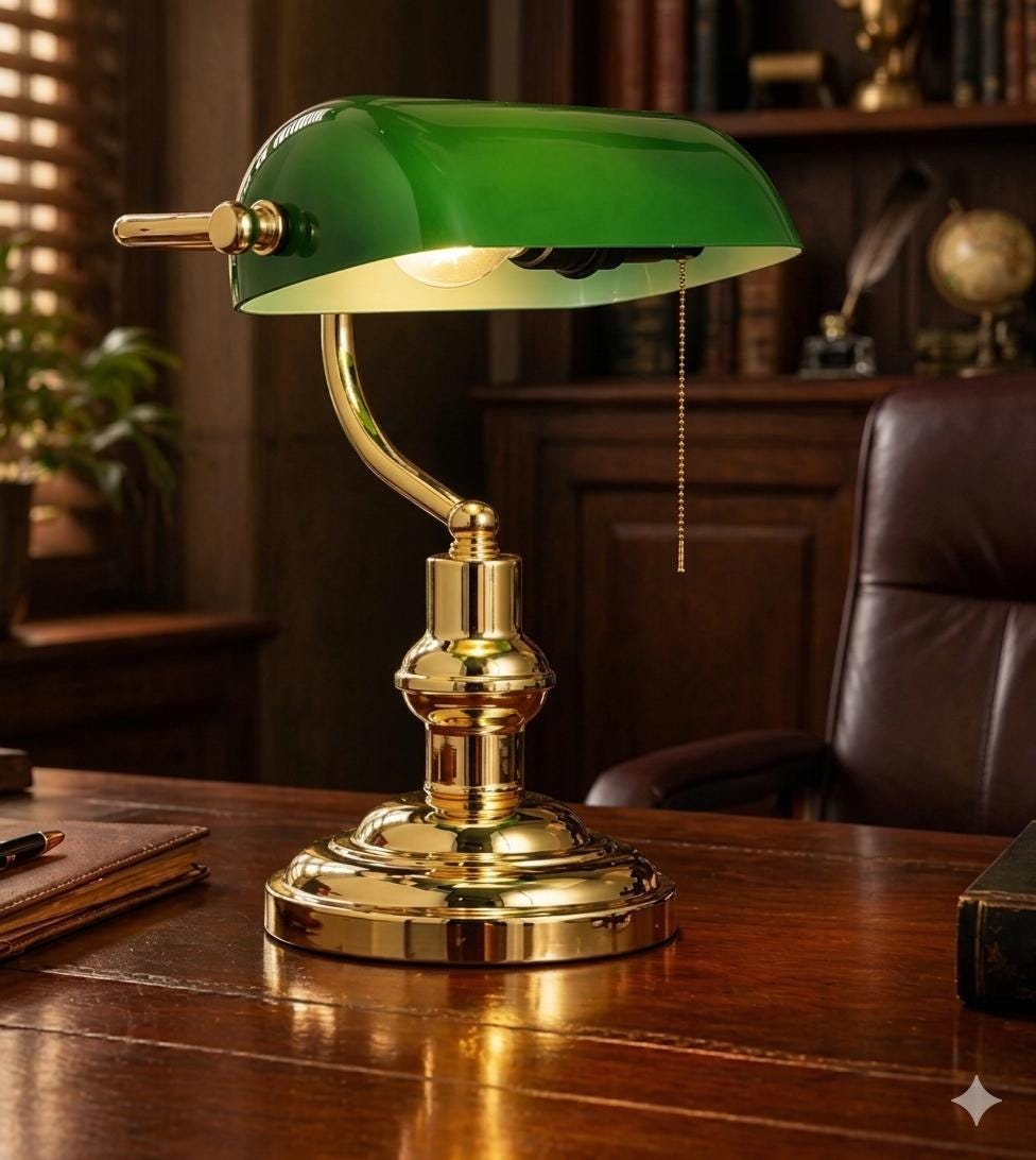 Grüne schreibtischlampe